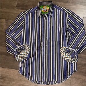 Robert Graham Striped Button Down Shirt SZ Large